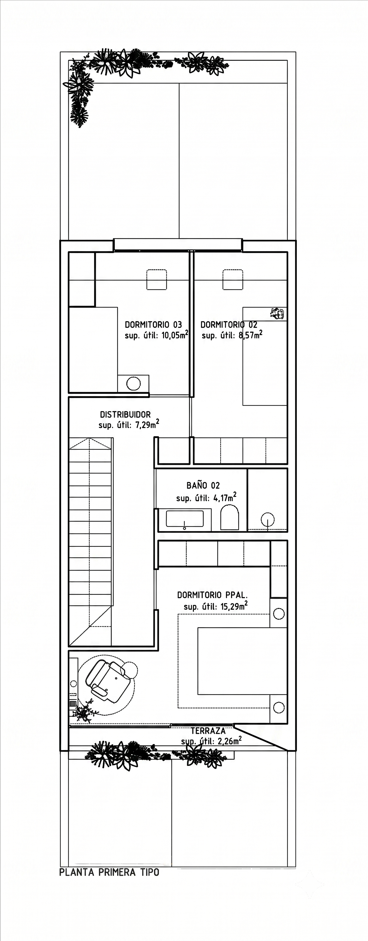 Plano de la planta primera del Residencial Palmeras 7